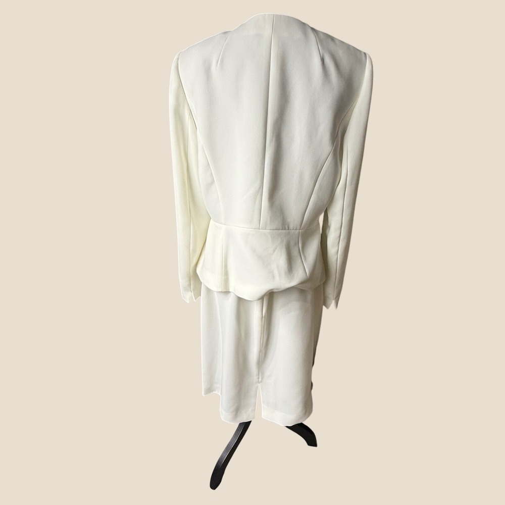 Tahari Arthur S Levine 2 Pc Skirt Suit Ivory Pearl Beaded NWT Womens 12 - Picture 3 of 16